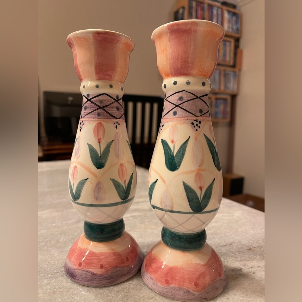 Floral Ceramic Candle Holders